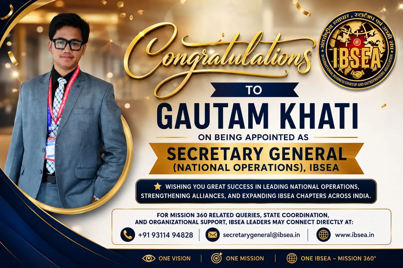 Appointment Of Gautam Khati As Secretary General (National Operations)